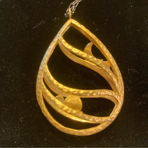 NWT Satya Necklace sun and moon amulet long gold tone large pendant statement - Picture 10 of 12